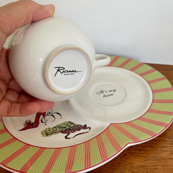 Rosanna Ceramic Snack Plates Set of TWO, Coffee Cup with Oval Underplate - Picture 9 of 10